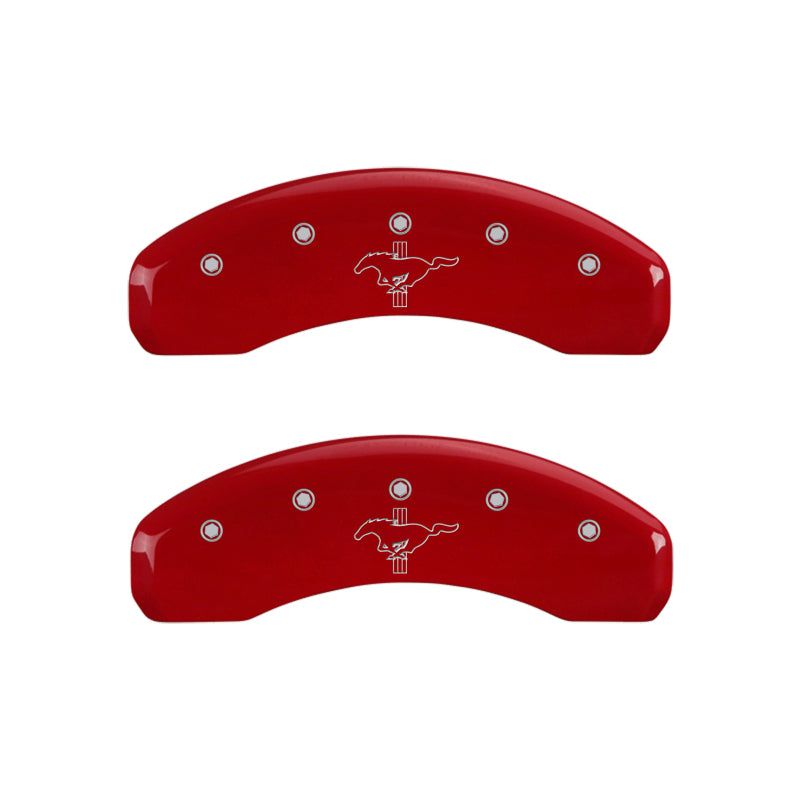 MGP 4 Caliper Covers Engraved Front 2015/Mustang Engraved Rear 2015/Bar & Pony Red finish silver ch-tuningsupply.com