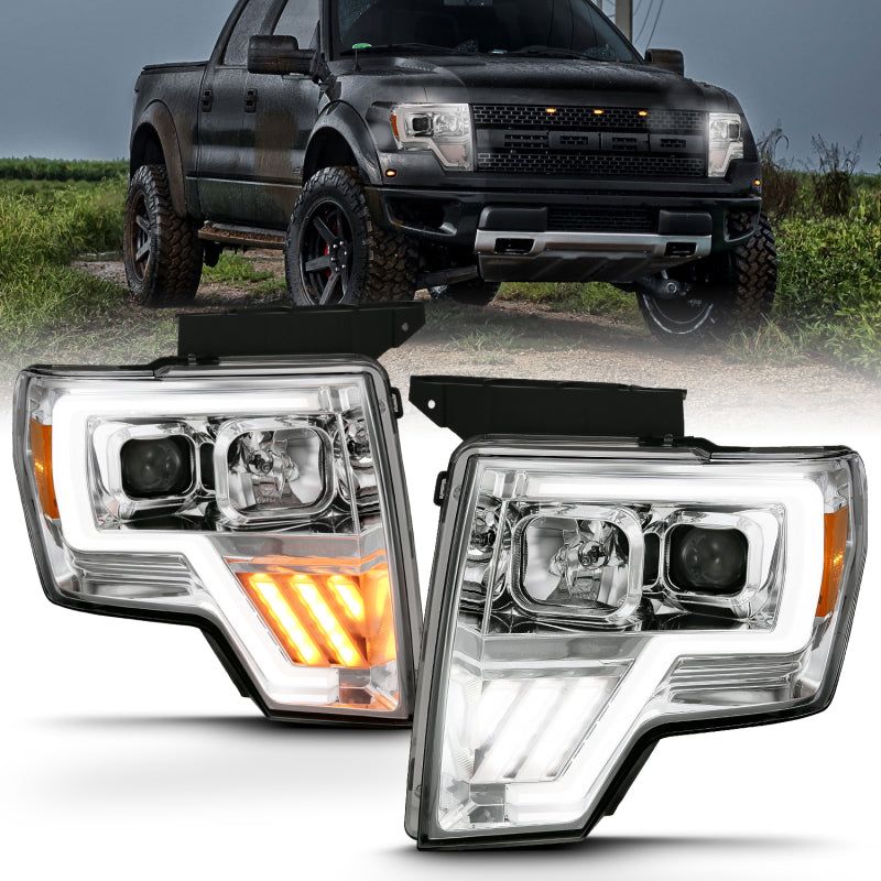 ANZO 2009-2013 Ford F-150 Projector Light Bar G4 Switchback H.L. Chrome Amber-tuningsupply.com