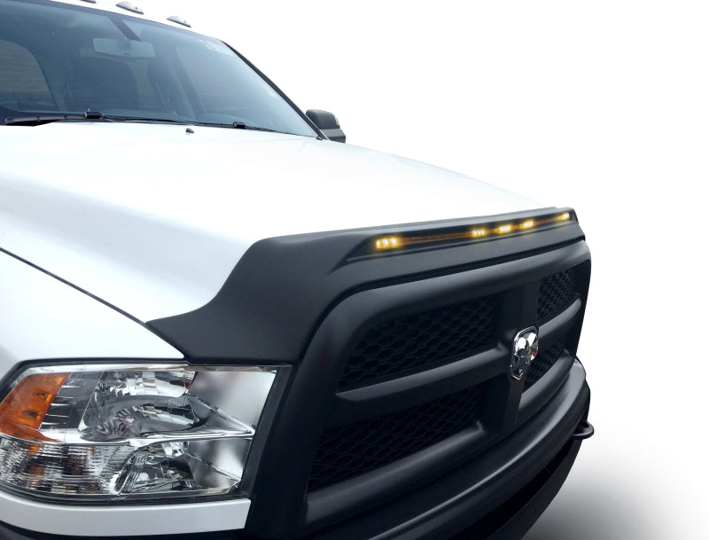 AVS 2010-2019 Dodge Ram 2500 Aeroskin Low Profile Hood Shield w/ Lights - Black-tuningsupply.com