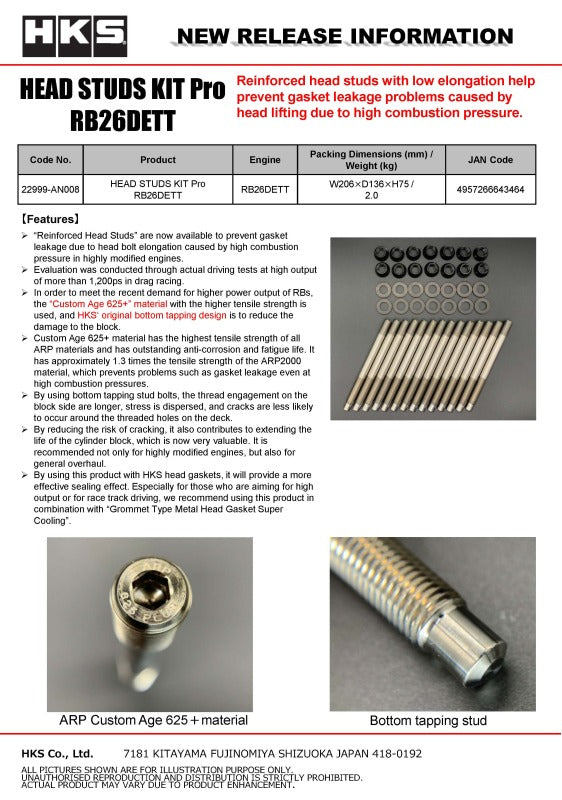 

HKS 22999-AN008 - HKS22999-AN008 - HKS Nissan RB26DETT Pro Head Stud Kit - Shipped in Europe - Tuningsupply.com
