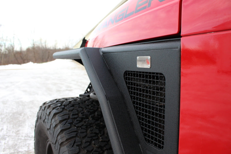 Fishbone Offroad 97-06 Jeep Wrangler TJ Steel Tube Fenders Rear 3In Flare - Blk Textured Powdercoat-tuningsupply.com