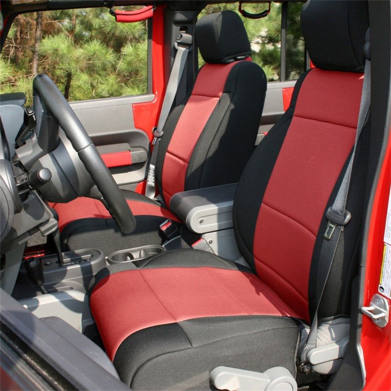 Rugged Ridge Seat Cover Kit Black/Red 07-10 Jeep Wrangler JK 2dr-Seat Covers-Rugged Ridge-RUG13294.53-SMINKpower Performance Parts