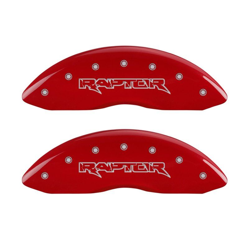 MGP 4 Caliper Covers Engraved Front & Rear Raptor Red finish silver ch-tuningsupply.com