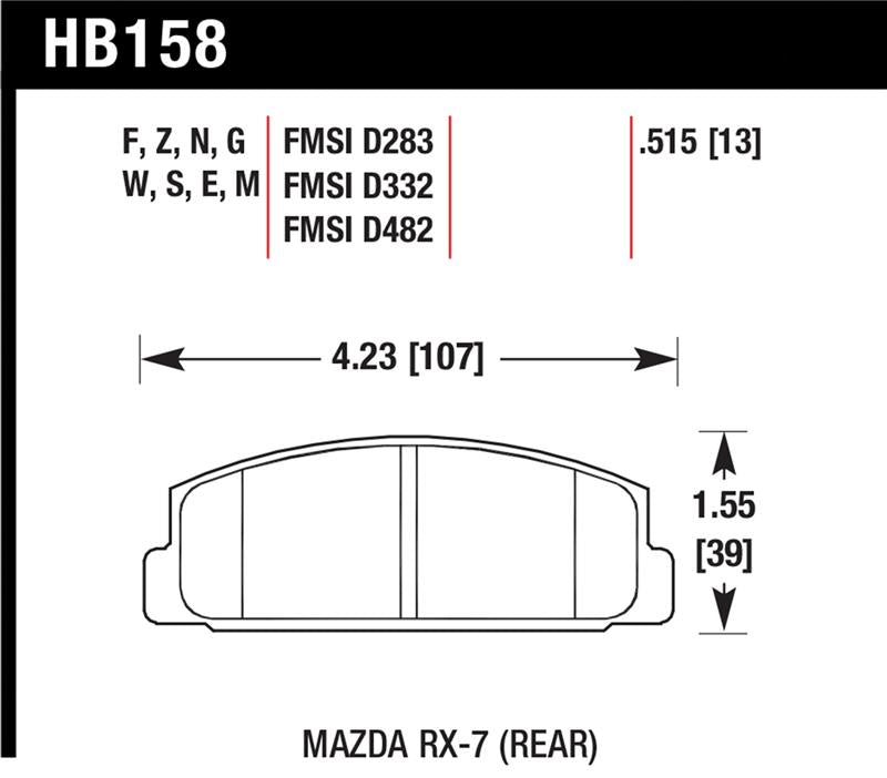 

Hawk Performance HB158G.515 - HAWKHB158G.515 - Hawk 03-05 Mazda 6 / 84-95 Mazda RX-7 DTC-60 Race Rear Brake Pads - Shipped in Europe - Tuningsupply.com
