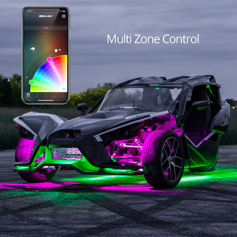 

XKGLOW XK-SLING-ADV - XKGXK-SLING-ADV - XK Glow LED Underglow Light Kit for Polaris Slingshot XKCHROME Smartphone App Controller (Advanced) - Shipped in Europe - Tuningsupply.com
