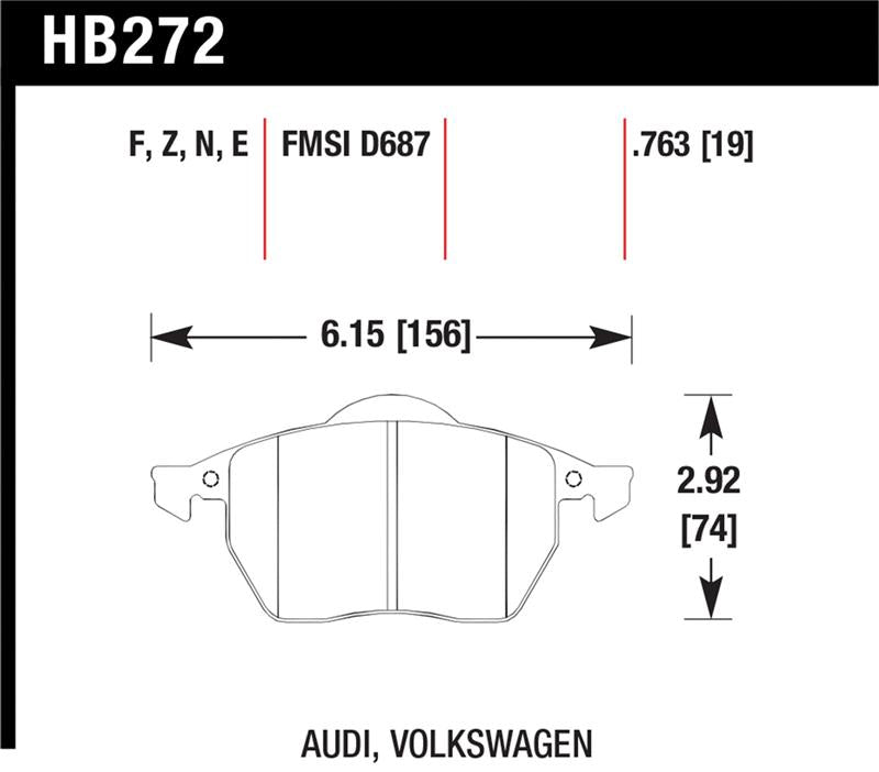 

Hawk Performance HB272F.763A - HAWKHB272F.763A - Hawk 00-06 Audi TT/TT Quattro / 96-06 VW (Various) HPS Street Front Brake Pads - Shipped in Europe - Tuningsupply.com
