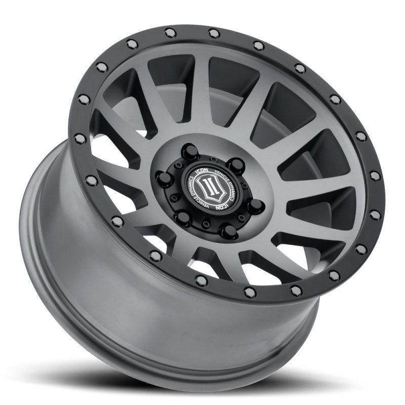 ICON Compression 18x9 6x5.5 0mm Offset 5in BS Titanium Wheel-tuningsupply.com