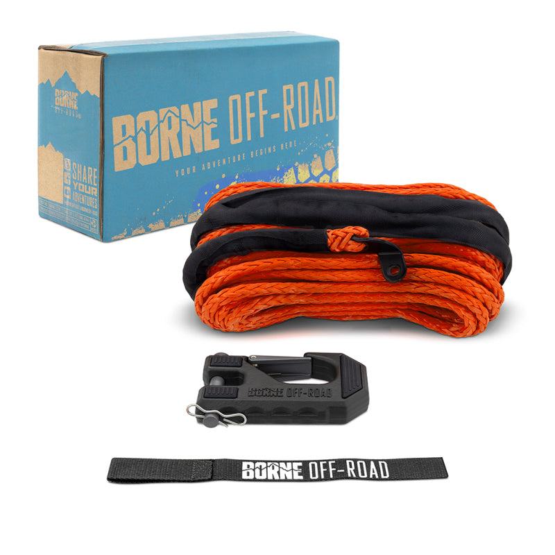 Borne Off-Road Winch Hook - 3/8in Rope - Hand Strap - Orange-tuningsupply.com