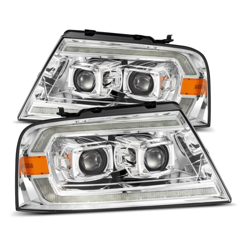 AlphaRex 04-08 Ford F150 PRO-Series Projector Headlights Black w/ Sequential Signal and DRL-tuningsupply.com