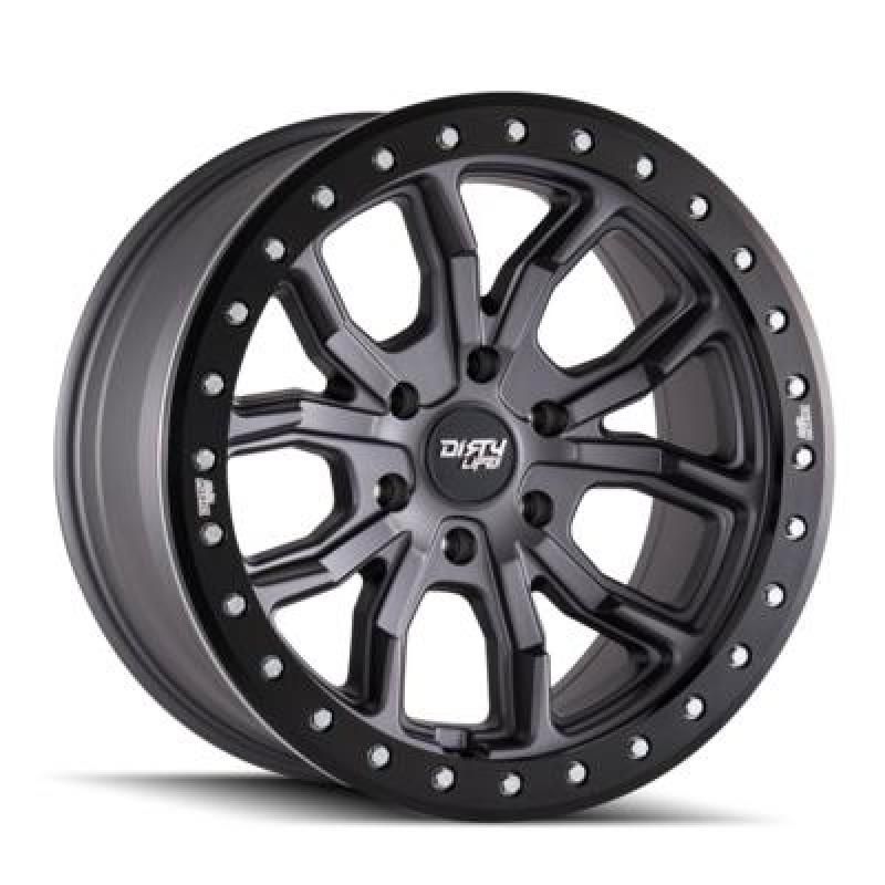 Dirty Life 9303 DT-1 17x9/5x127 BP/-12mm Offset/78.1mm Hub Matte Gunmetal Wheel - Simulated Rashring-tuningsupply.com