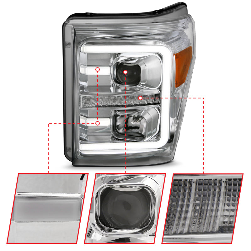 

ANZO 111407 - ANZ111407 - ANZO 11-16 Ford F-250/F-350/F-450 Projector Headlights w/ Plank Style Switchback Chrome w/Amber - Shipped in Europe - Tuningsupply.com
