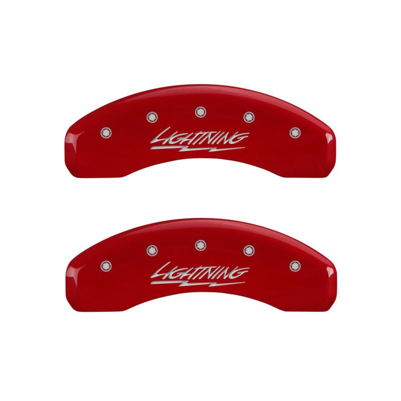 MGP 4 Caliper Covers Engraved Front & Rear Lightning Red finish silver ch-tuningsupply.com