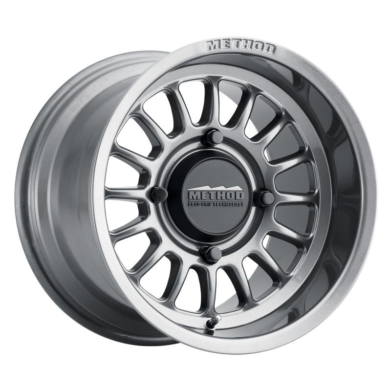 Method MR411 Bead Grip 15x7 / 5+2/38mm Offset / 4x136 / 106.25mm CB Gloss Titanium Wheel-tuningsupply.com