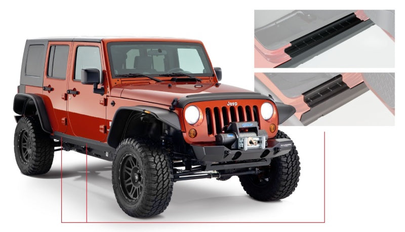 Bushwacker 07-18 Jeep Wrangler Unlimited Trail Armor Rocker Panel and Sill Plate Cover - Black-tuningsupply.com