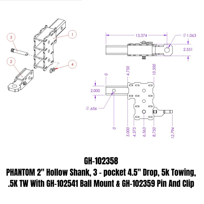 

GEN-Y Hitch GH-102358 - GENGH-102358 - Gen-Y Phantom 2in Hollow Shank 4.5in Drop 500lb TW 12K Hitch w/GH-102541/GH-102359 (No Flat Towing) - Shipped in Europe - Tuningsupply.com

