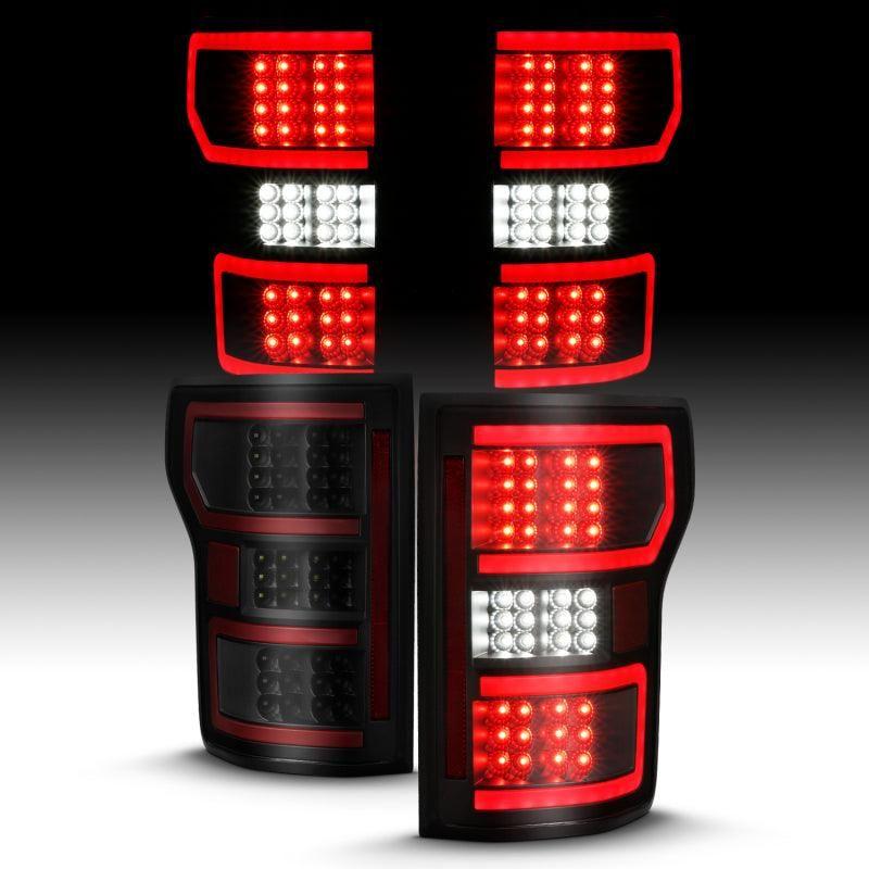 ANZO 18-19 Ford F-150 LED Taillight Black Housing Clear Lens Red Light Bar W/Sequential-tuningsupply.com