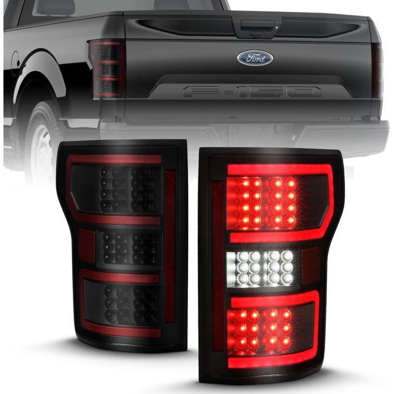 ANZO 18-19 Ford F-150 LED Taillight Black Housing Clear Lens Red Light Bar W/Sequential-tuningsupply.com