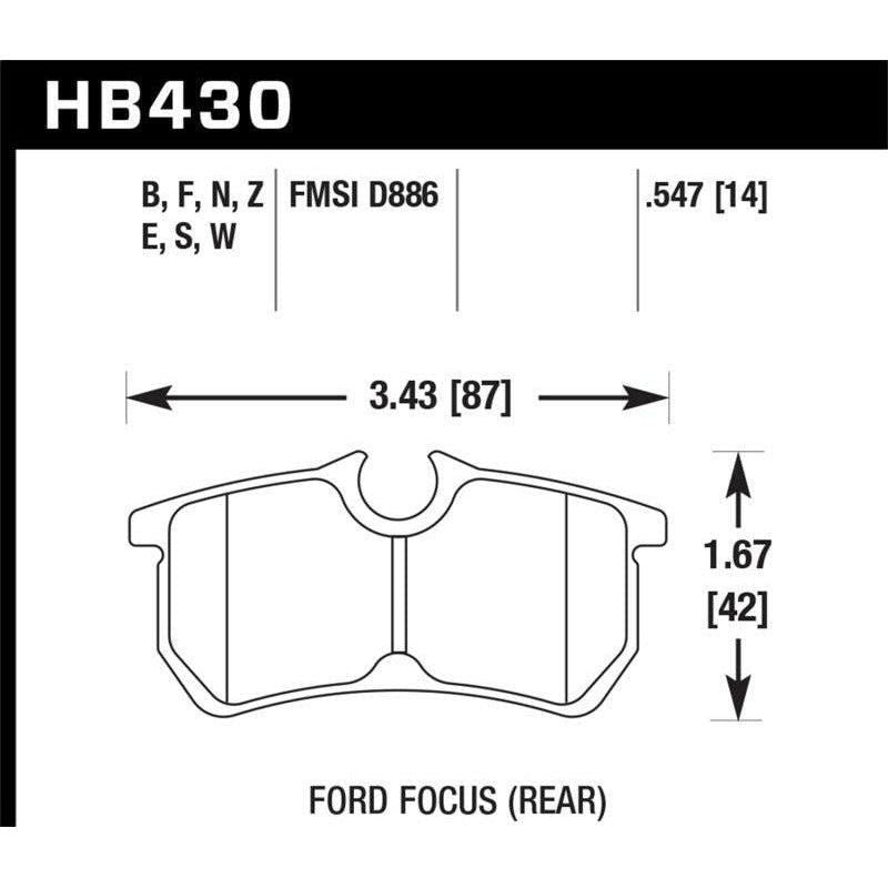 Hawk 00-07 Ford Focus DTC30 Rear Race Brake Pads-tuningsupply.com