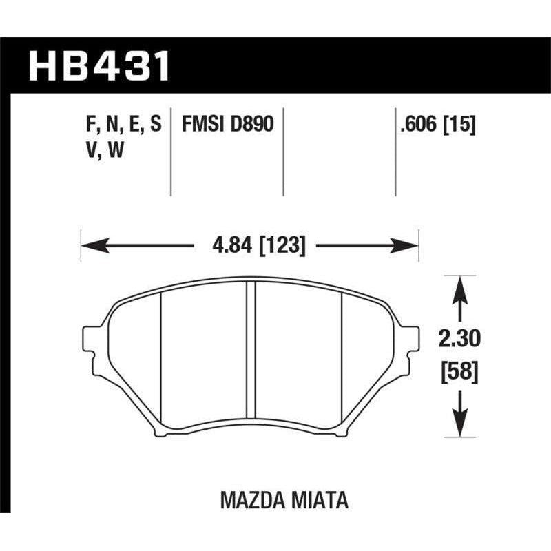 Hawk 01-05 Miata w/ Sport Suspension HP+ Street Front Brake Pads D890-tuningsupply.com