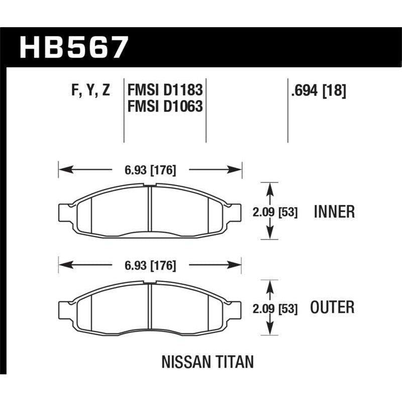 Hawk 04-06 infiniti QX56 / 05-06 Armada / 04 Pathfinder / 04-07 Titan LTS Street Front Brake Pads-tuningsupply.com