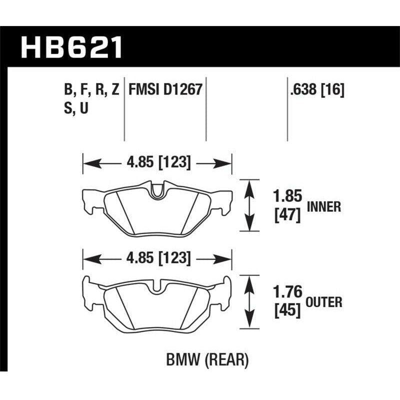 Hawk 08-11 BMW 128i / 10 BMW 323i / 07-11 BMW 328i / 07-11 BMW 328XI HPS Street Rear Brake Pads-tuningsupply.com