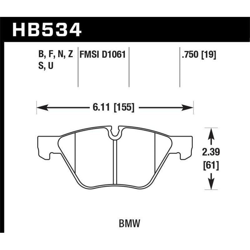 Hawk 09-11 BMW Z4 / 04-05 525I / 08-11 128I / 06 325I/325XI / 07 328I/328XI HPS Street Front Brake P-tuningsupply.com