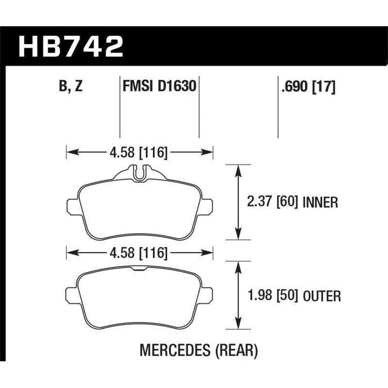 Hawk 12-15 Mercedes-Benz ML350/550 HPS 5.0 Rear Brake Pads-tuningsupply.com