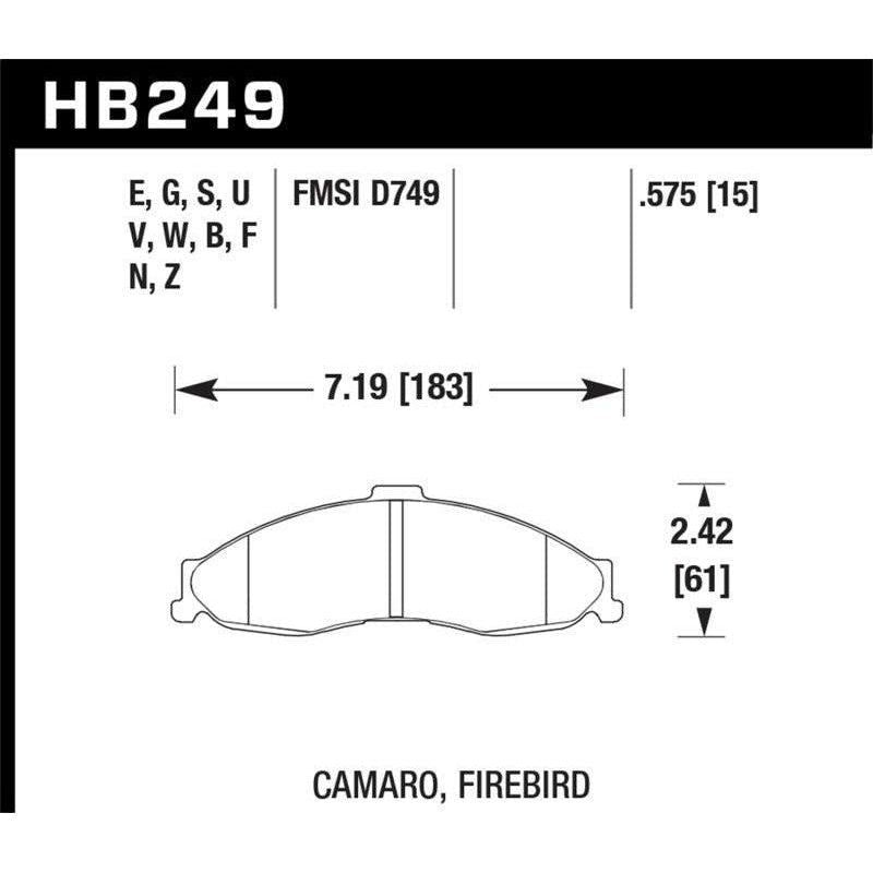 Hawk 1998-2002 Chevrolet Camaro SS 5.7 HPS 5.0 Front Brake Pads-tuningsupply.com