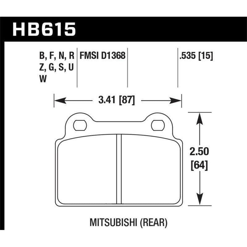 Hawk 2008-2014 Mitsubishi Lancer Evo (1-piece front rotor) High Perf. Street 5.0 Rear Brake Pads-tuningsupply.com