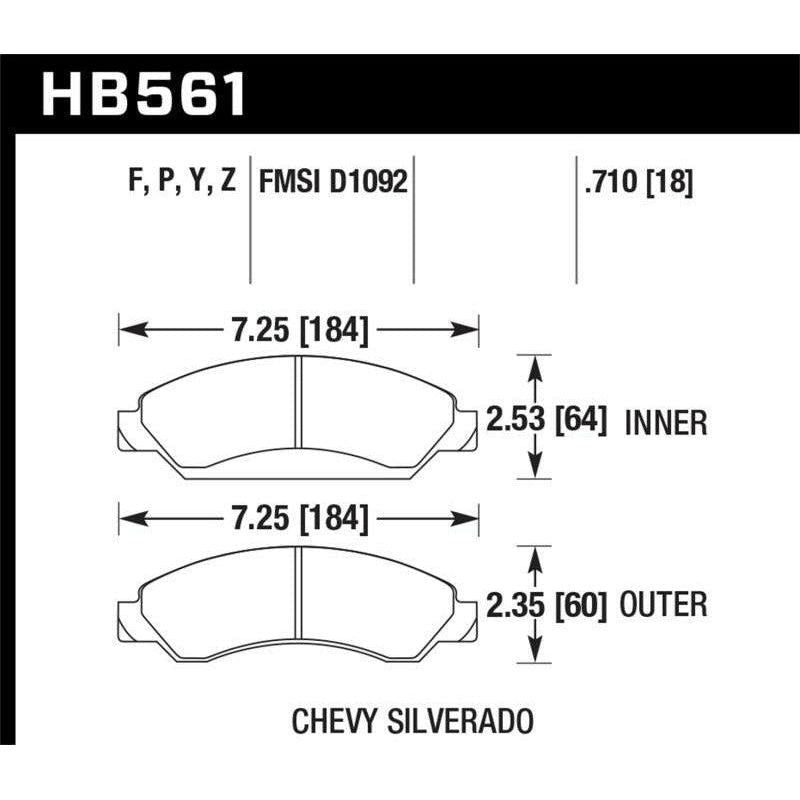 Hawk Cadillac / Chev Avalanche/Silverado/Suburban/Tahoe / GMC Sierra Yukon HPS Front Street Brake Pa-tuningsupply.com