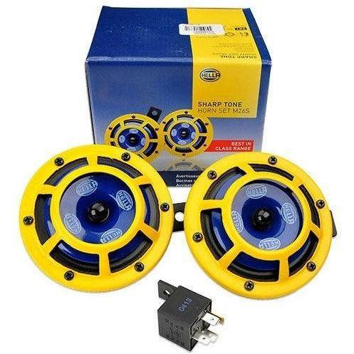 Hella Sharptone Horn Kit 12V 415/350Hz Yellow (3BB922000731 = H31000001) (Min Qty 360)-tuningsupply.com