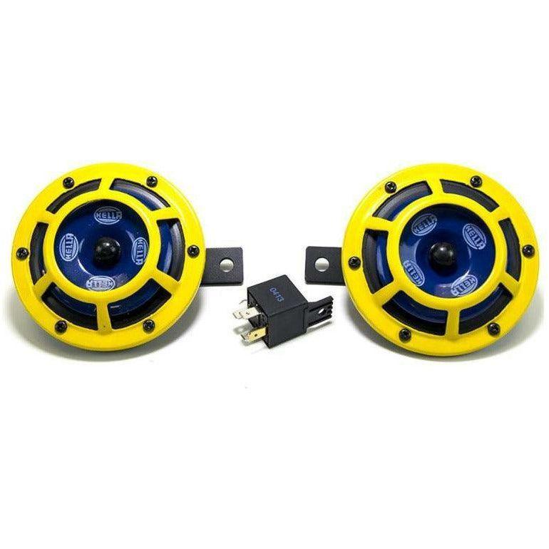 Hella Sharptone Horn Kit 12V 415/350Hz Yellow (3BB922000731 = H31000001) (Min Qty 360)-tuningsupply.com