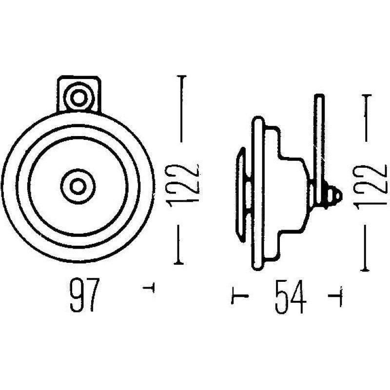 Hella Sharptone Horn Kit 12V 415/350Hz Yellow (3BB922000731 = H31000001) (Min Qty 360)-tuningsupply.com