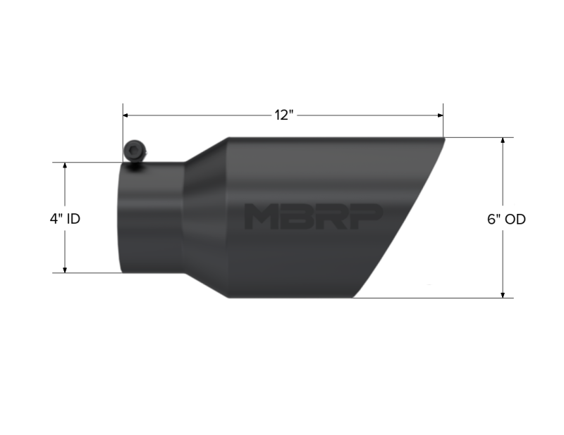 MBRP Universal Tip 6 O.D. Dual Wall Angled 4 inlet 12 length - Black Finish-tuningsupply.com