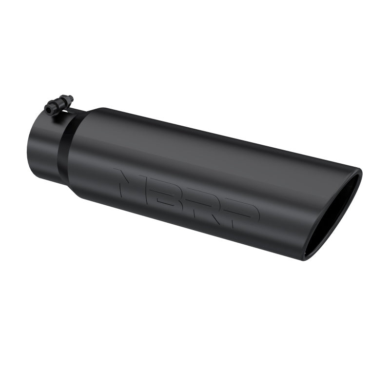 MBRP Universal 5in OD Angled Rolled End 4in Inlet 18in Lgth Black Finish Exhaust Tip-tuningsupply.com