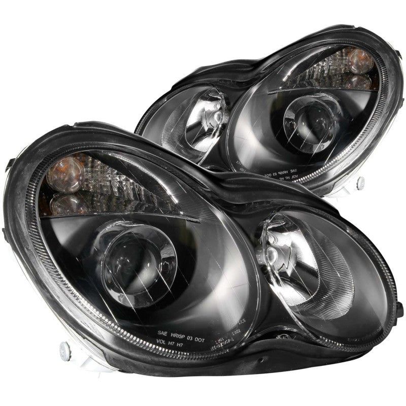 ANZO 2001-2007 Mercedes Benz C Class W203 Projector Headlights Black-tuningsupply.com