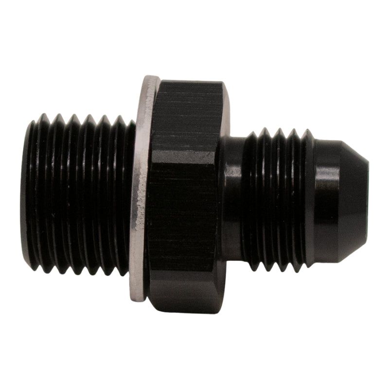 DeatschWerks 6AN Male Flare to M16 X 1.5 Male Metric Adapter (Incl Washer) - Anodized Matte Black-tuningsupply.com