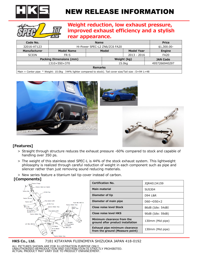 

HKS 32016-AT123 - HKS32016-AT123 - HKS Hi-Power Muffler SPEC-L ZN6 - Shipped in Europe - Tuningsupply.com
