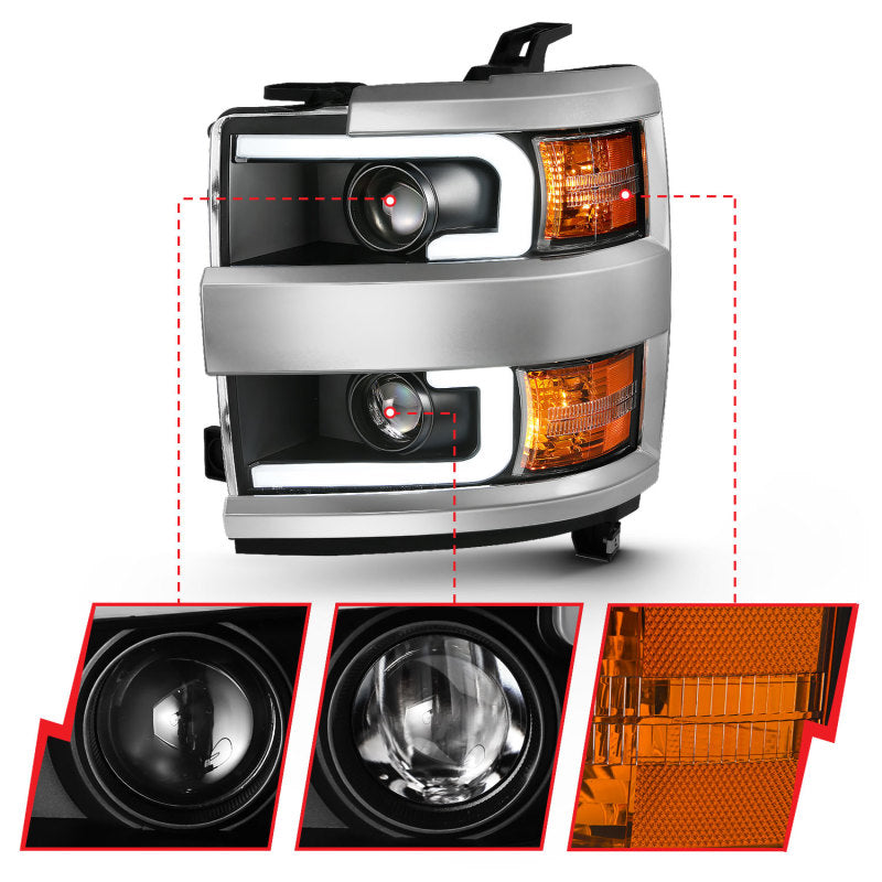 

ANZO 111359 - ANZ111359 - ANZO 2015-2016 Chevrolet Silverado Projector Headlights w/ Plank Style Design Black w/ Amber - Shipped in Europe - Tuningsupply.com
