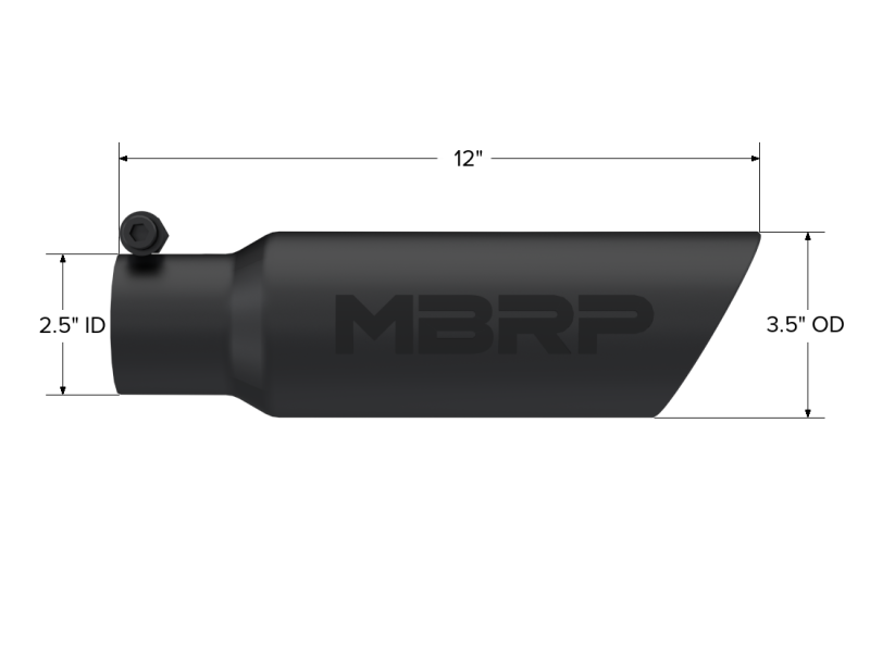 MBRP Universal Tip 3.5 O.D. Dual Wall Angled 2.5 inlet 12 length - Black Finish-tuningsupply.com