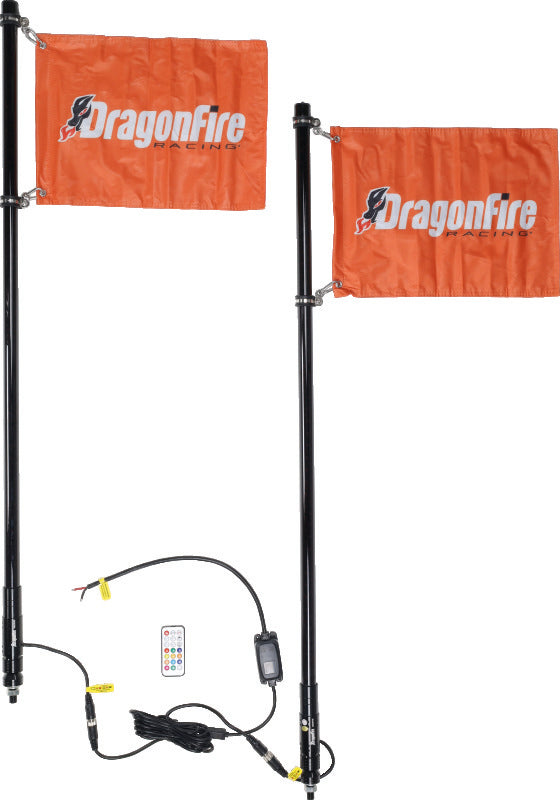 DragonFire Racing Whips - 4ft Spiral LED Black Pair-tuningsupply.com