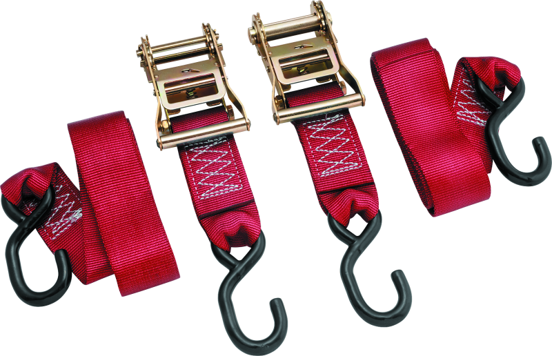 BikeMaster 2x84in Ratchet Tiedown Pair - Red-tuningsupply.com