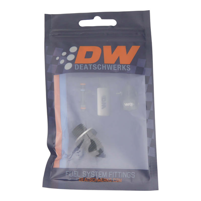 DeatschWerks 6AN Male Flare to M12 X 1.5 Male Metric Adapter (Incl Washer) - Anodized Matte Black-tuningsupply.com