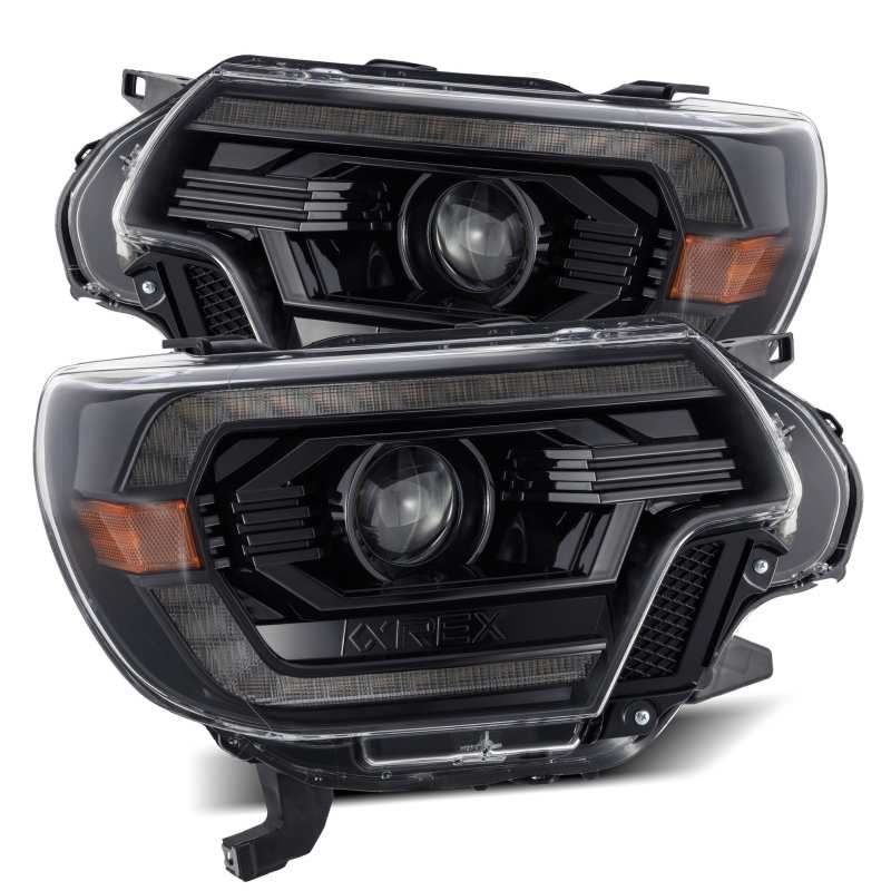 AlphaRex 12-15 Toyota Tacoma PRO-Series Projector Headlights Plank Style Alpha Black w/DRL-tuningsupply.com