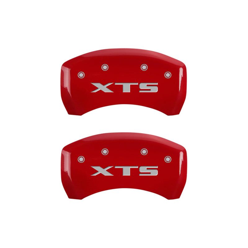 MGP 4 Caliper Covers Engraved Front Cadillac Engraved Rear XTS Red finish silver ch-tuningsupply.com