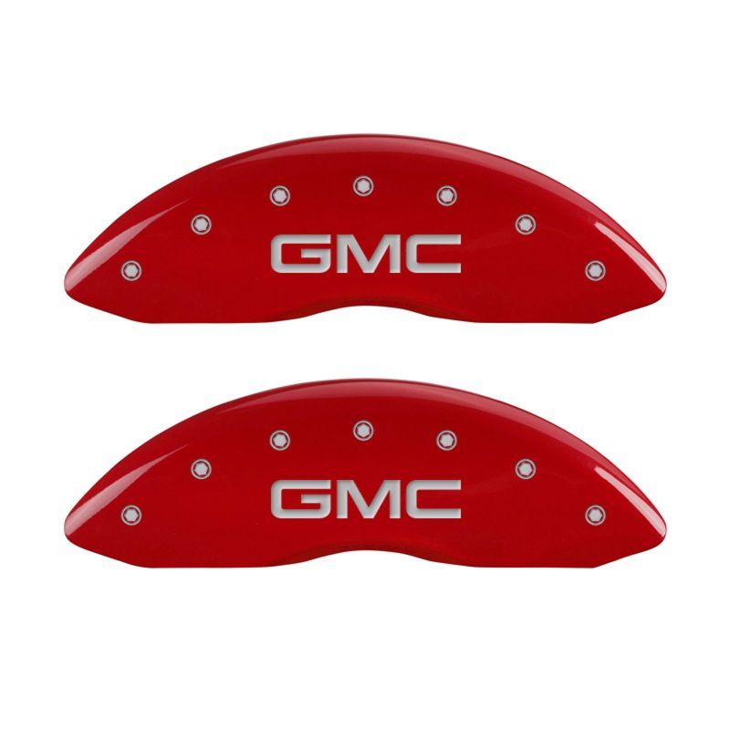 MGP 4 Caliper Covers Engraved Front & Rear Denali Red finish silver ch-Caliper Covers-MGP-MGP34009SDNLRD-SMINKpower Performance Parts