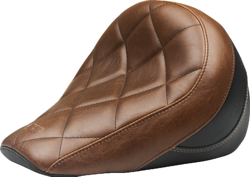 Mustang 18-21 Indian Scout Bobber Standard Touring Solo Seat Diamond Stitch - Brown-tuningsupply.com