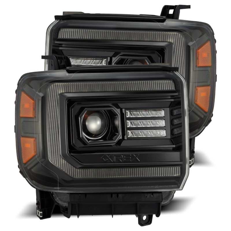 

AlphaRex  - ARX880614 - AlphaRex 14-18 GMC Sierra LUXX LED Proj Headlights Plnk Style Alpha Blk w/Activ Light/Seq Signal/DRL - Shipped in Europe - Tuningsupply.com
