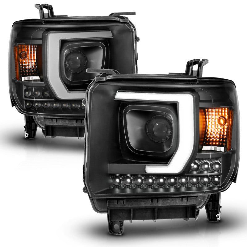 ANZO 2014-2015 Gmc Sierra 1500HD Projector Plank Style Headlight Black W/ Drl-tuningsupply.com