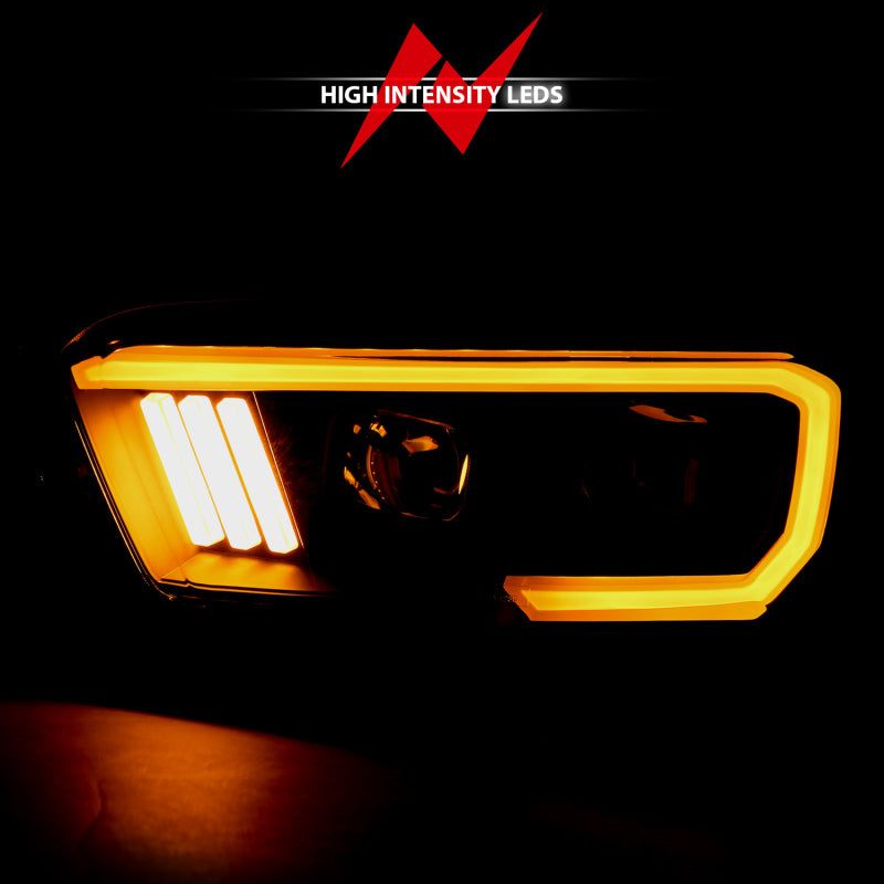 ANZO 2016-2017 Toyota Tacoma Projector Headlights w/ Plank Style Switchback Black w/ Amber-tuningsupply.com